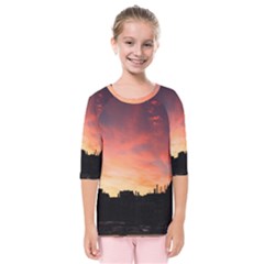 Sunset Silhouette Sun Sky Evening Kids  Quarter Sleeve Raglan Tee