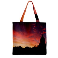 Sunset Silhouette Sun Sky Evening Zipper Grocery Tote Bag by Celenk