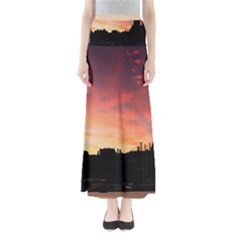 Sunset Silhouette Sun Sky Evening Full Length Maxi Skirt by Celenk