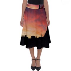 Sunset Silhouette Sun Sky Evening Perfect Length Midi Skirt