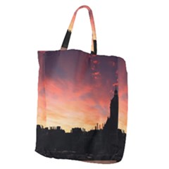 Sunset Silhouette Sun Sky Evening Giant Grocery Zipper Tote