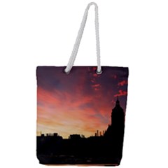 Sunset Silhouette Sun Sky Evening Full Print Rope Handle Tote (large)