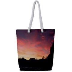 Sunset Silhouette Sun Sky Evening Full Print Rope Handle Tote (small)