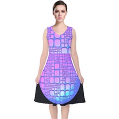 Sphere 3d Futuristic Geometric V-neck Midi Sleeveless Dress 