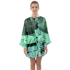 Futuristic Urban Architecture Long Sleeve Kimono Robe by Celenk