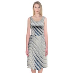 Aqua Building Wave Midi Sleeveless Dress by Celenk