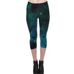 Green Space All Universe Cosmos Galaxy Capri Leggings  by Celenk