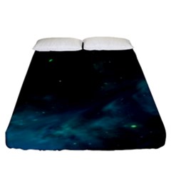 Green Space All Universe Cosmos Galaxy Fitted Sheet (california King Size) by Celenk