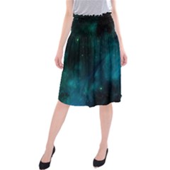 Green Space All Universe Cosmos Galaxy Midi Beach Skirt by Celenk