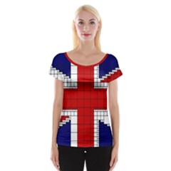 Union Jack Flag Uk Patriotic Cap Sleeve Tops by Celenk