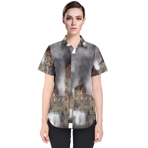 Destruction Apocalypse War Disaster Women s Short Sleeve Shirt by Celenk