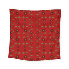 Brown Circle Pattern On Red Square Tapestry (small) by BrightVibesDesign