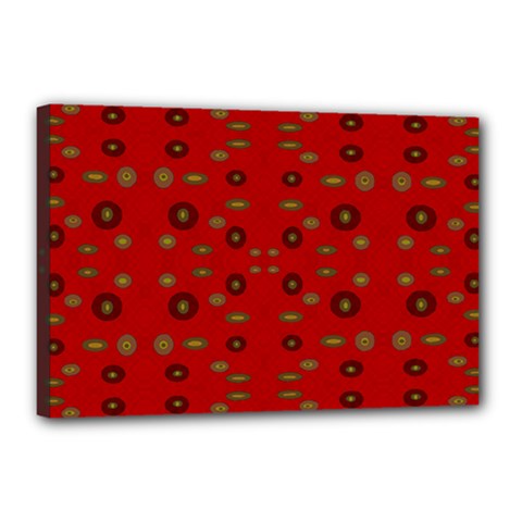 Brown Circle Pattern On Red Canvas 18  X 12  by BrightVibesDesign