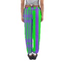 Bright Green Purple Stripes Pattern Women s Jogger Sweatpants View2