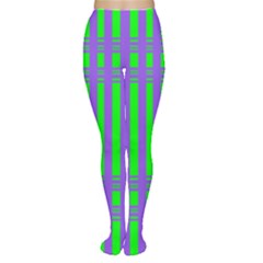 Bright Green Purple Stripes Pattern Women s Tights by BrightVibesDesign