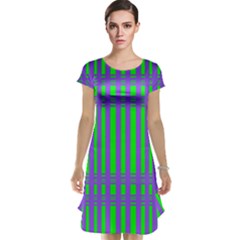 Bright Green Purple Stripes Pattern Cap Sleeve Nightdress by BrightVibesDesign