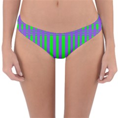 Bright Green Purple Stripes Pattern Reversible Hipster Bikini Bottoms by BrightVibesDesign