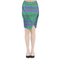 Bright Green Purple Stripes Pattern Midi Wrap Pencil Skirt by BrightVibesDesign