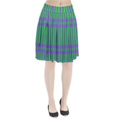 Bright Green Purple Stripes Pattern Pleated Skirt by BrightVibesDesign