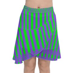 Bright Green Purple Stripes Pattern Chiffon Wrap by BrightVibesDesign