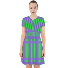 Bright Green Purple Stripes Pattern Adorable In Chiffon Dress by BrightVibesDesign