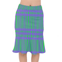 Bright Green Purple Stripes Pattern Mermaid Skirt by BrightVibesDesign