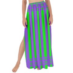 Bright Green Purple Stripes Pattern Maxi Chiffon Tie-up Sarong by BrightVibesDesign