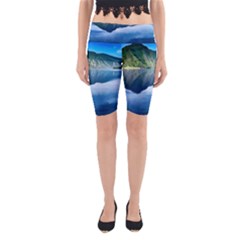 Mountain Water Landscape Nature Yoga Cropped Leggings by Celenk