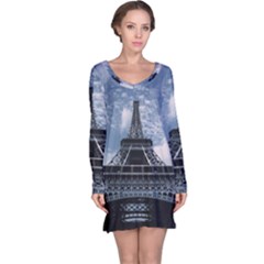 Eiffel Tower France Landmark Long Sleeve Nightdress by Celenk