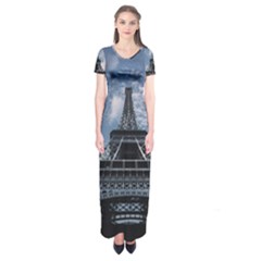 Eiffel Tower France Landmark Short Sleeve Maxi Dress by Celenk