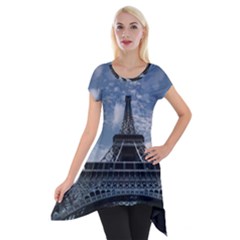 Eiffel Tower France Landmark Short Sleeve Side Drop Tunic by Celenk