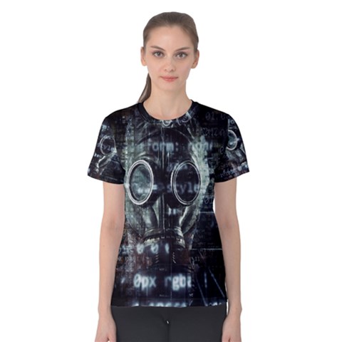 Gas Mask Contamination Contaminated Women s Cotton Tee by Celenk