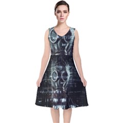 Gas Mask Contamination Contaminated V-neck Midi Sleeveless Dress 