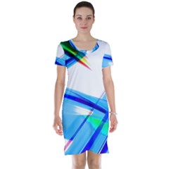 Lines Vibrations Wave Pattern Short Sleeve Nightdress by Celenk