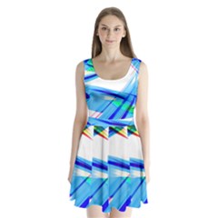 Lines Vibrations Wave Pattern Split Back Mini Dress  by Celenk