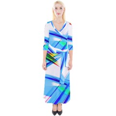 Lines Vibrations Wave Pattern Quarter Sleeve Wrap Maxi Dress by Celenk