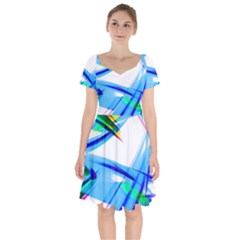 Lines Vibrations Wave Pattern Short Sleeve Bardot Dress by Celenk