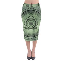 Rune Geometry Sacred Mystic Midi Pencil Skirt by Celenk