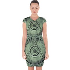 Rune Geometry Sacred Mystic Capsleeve Drawstring Dress  by Celenk