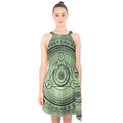 Rune Geometry Sacred Mystic Halter Collar Waist Tie Chiffon Dress by Celenk