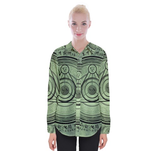 Rune Geometry Sacred Mystic Womens Long Sleeve Shirt by Celenk