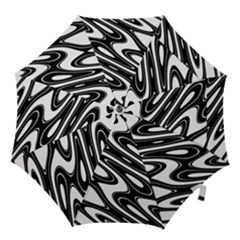 Black And White Wave Abstract Hook Handle Umbrellas (large) by Celenk