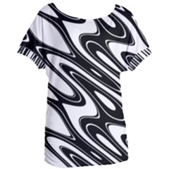 Black And White Wave Abstract Women s Oversized Tee