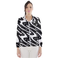 Black And White Wave Abstract Wind Breaker (women) by Celenk