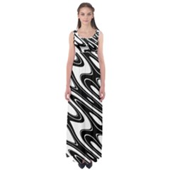 Black And White Wave Abstract Empire Waist Maxi Dress