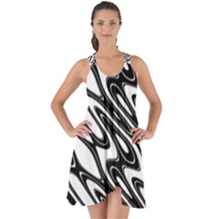 Black And White Wave Abstract Show Some Back Chiffon Dress