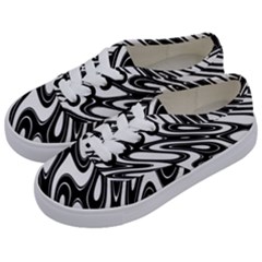 Black And White Wave Abstract Kids  Classic Low Top Sneakers by Celenk