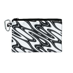 Black And White Wave Abstract Canvas Cosmetic Bag (medium) by Celenk