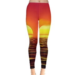 Sunset Ocean Nature Sea Landscape Leggings  by Celenk