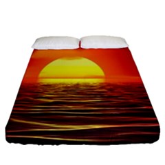 Sunset Ocean Nature Sea Landscape Fitted Sheet (queen Size) by Celenk